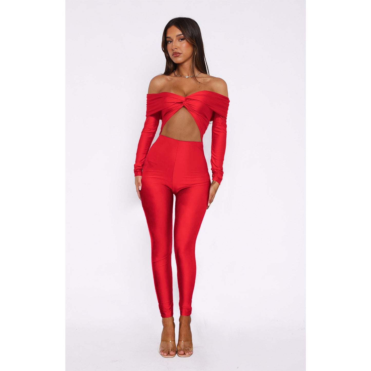 Cutout Cropped High Waist Long Sleeve Jumpsuit