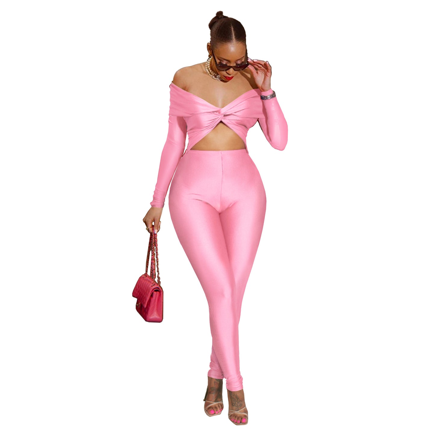 Cutout Cropped High Waist Long Sleeve Jumpsuit