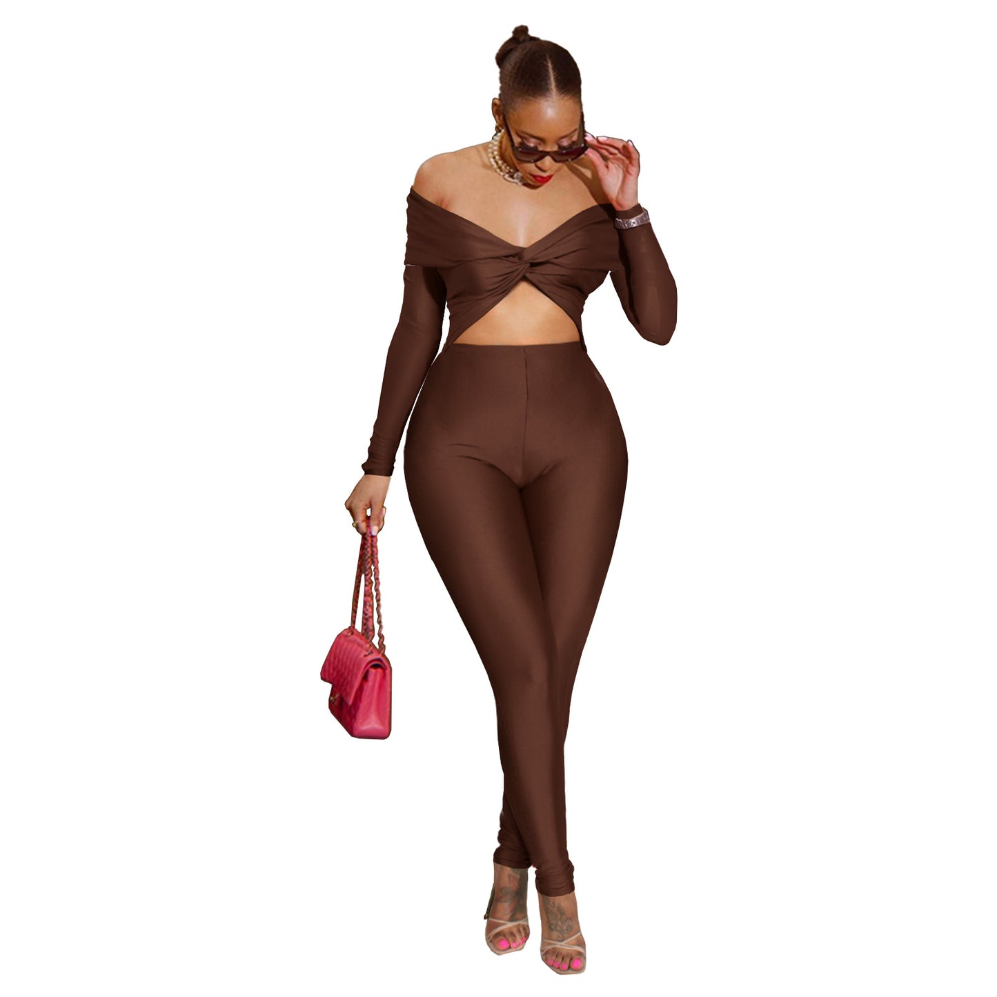 Cutout Cropped High Waist Long Sleeve Jumpsuit