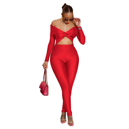 Cutout Cropped High Waist Long Sleeve Jumpsuit