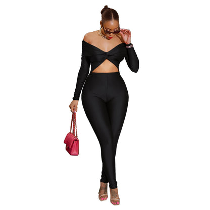 Cutout Cropped High Waist Long Sleeve Jumpsuit