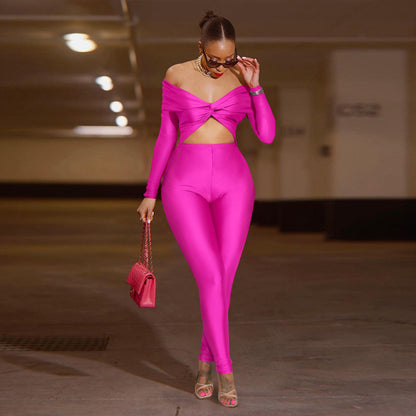 Cutout Cropped High Waist Long Sleeve Jumpsuit